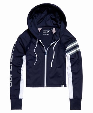 Superdry Super Speed Sport Cipzár Női Kapucnis Pulóver Sötétkék | AFSWG2581